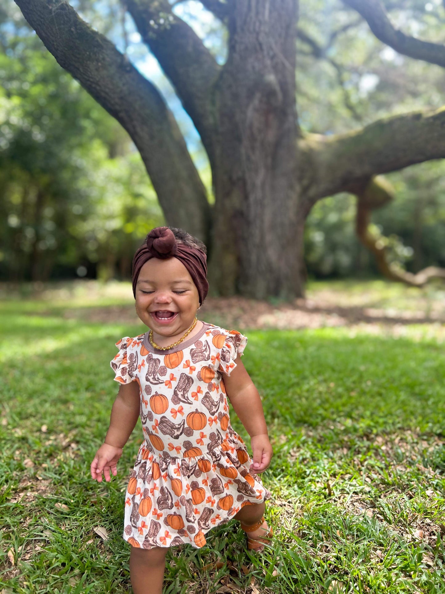 Howdy Pumpkin Bamboo Skirted Romper