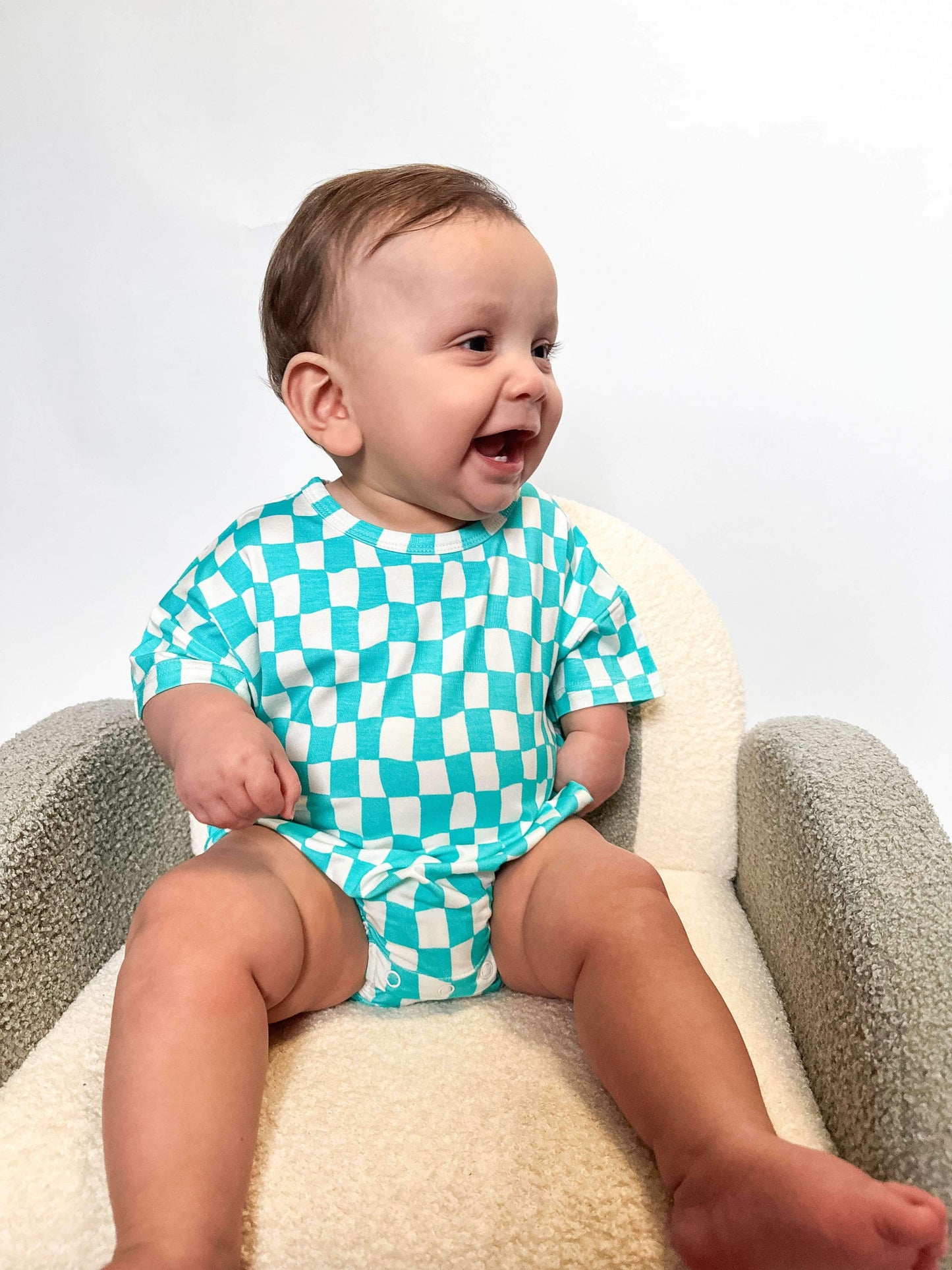Wavy Checks Oversized Bamboo Romper