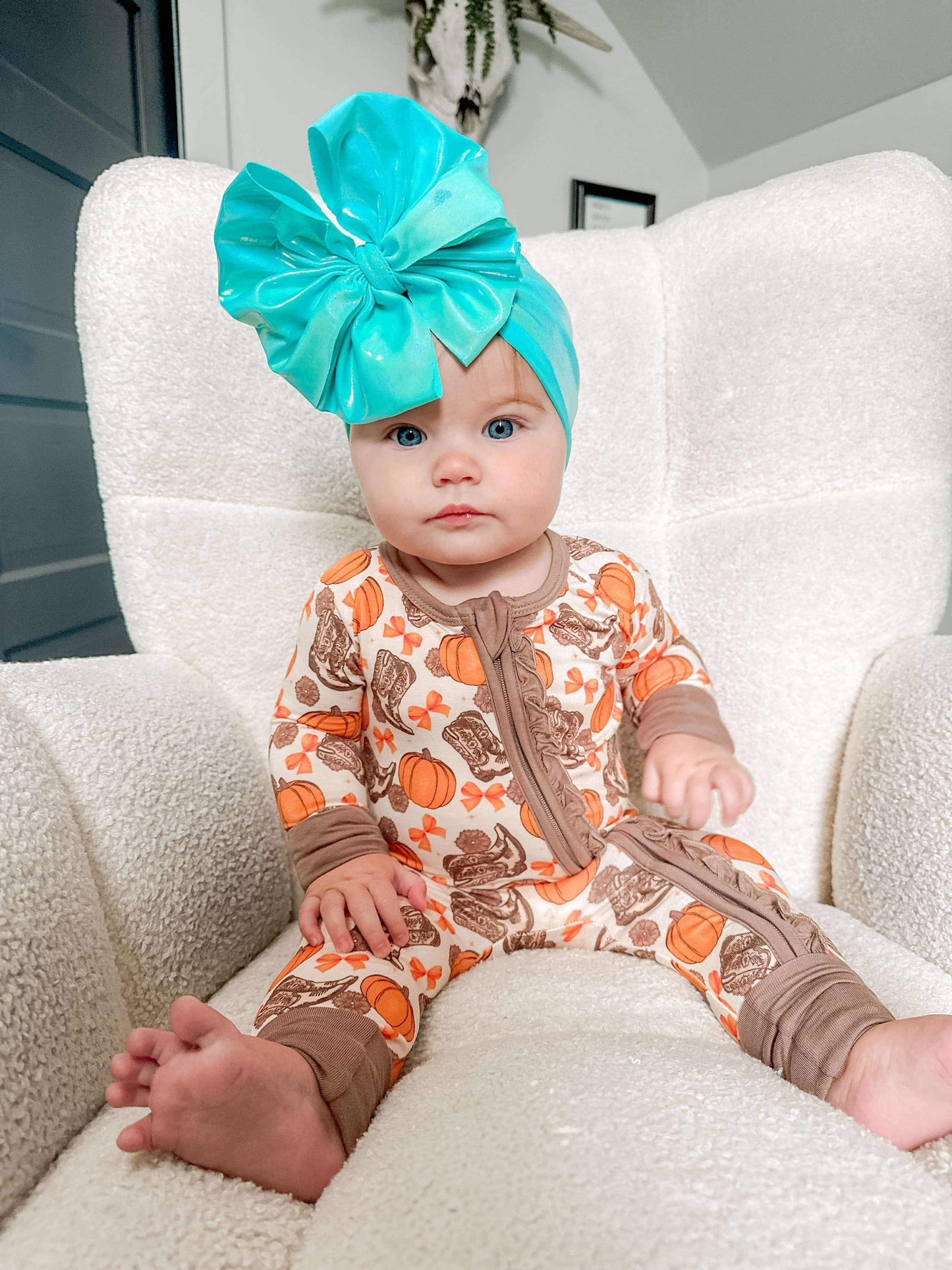Howdy Pumpkin Ruffled Bamboo Sleeper