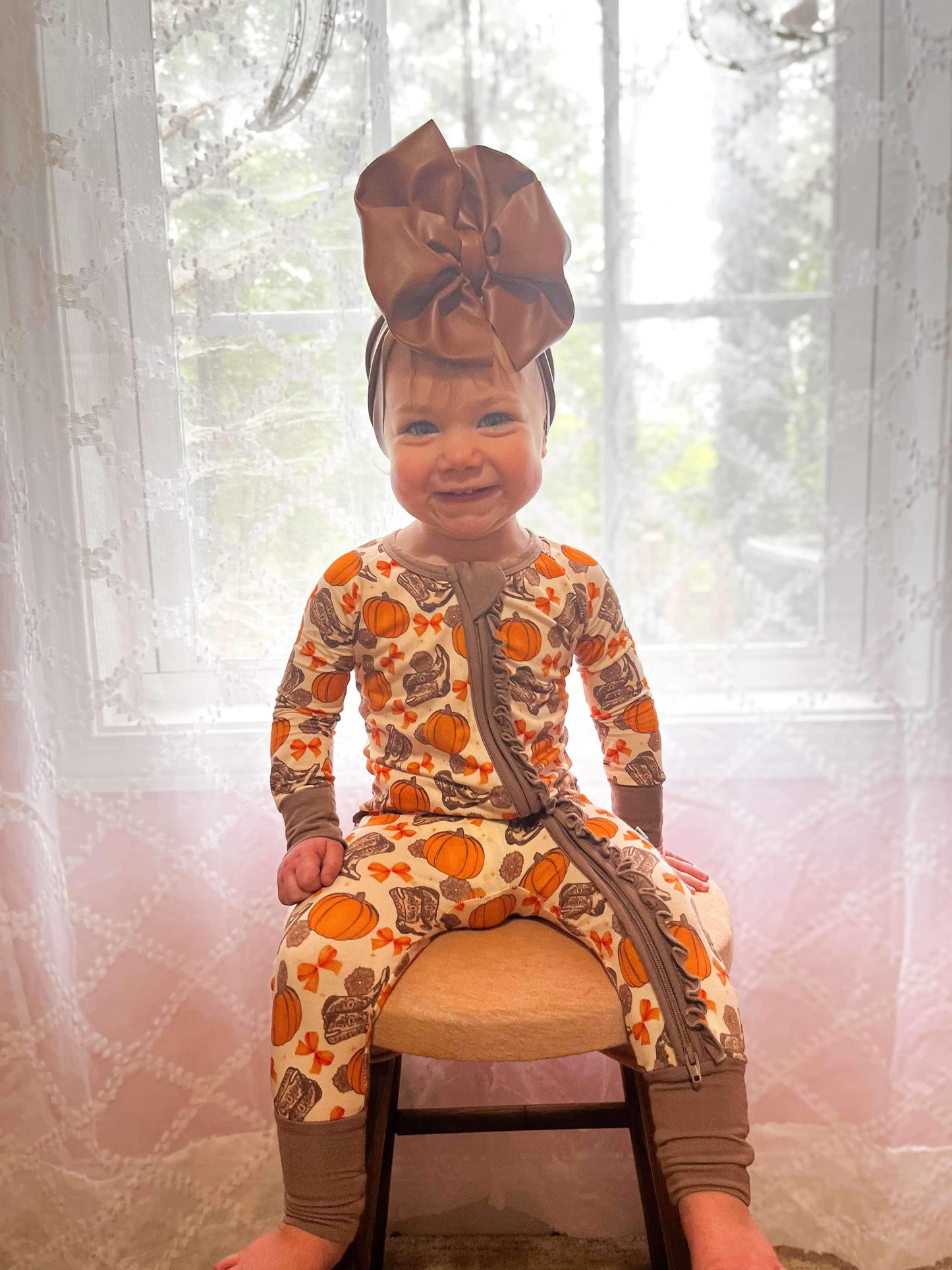 Howdy Pumpkin Ruffled Bamboo Sleeper