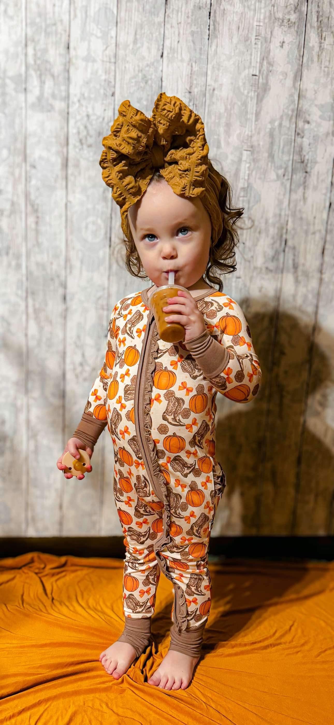Howdy Pumpkin Ruffled Bamboo Sleeper
