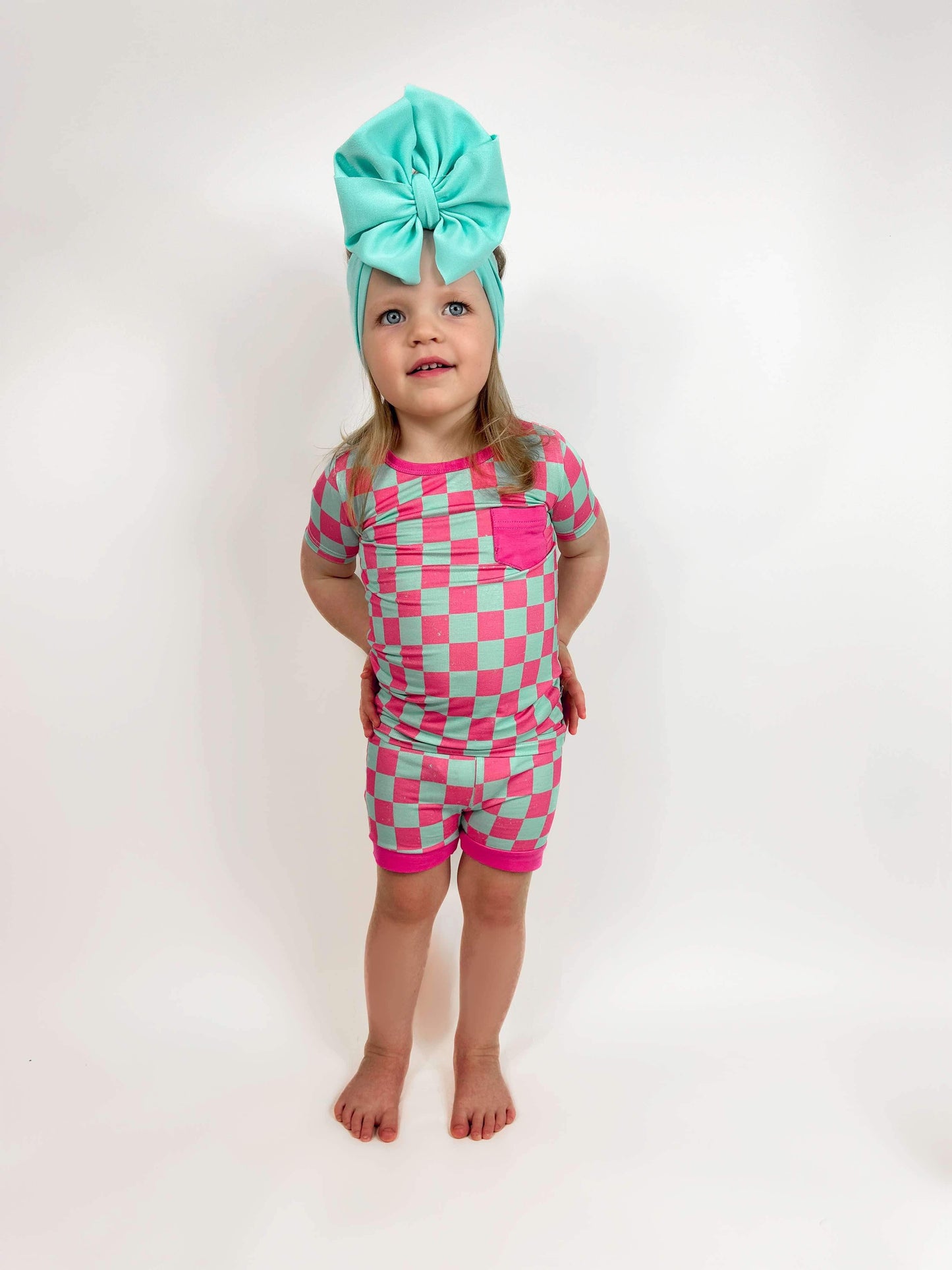 Bubblegum Checks Bamboo Short Set
