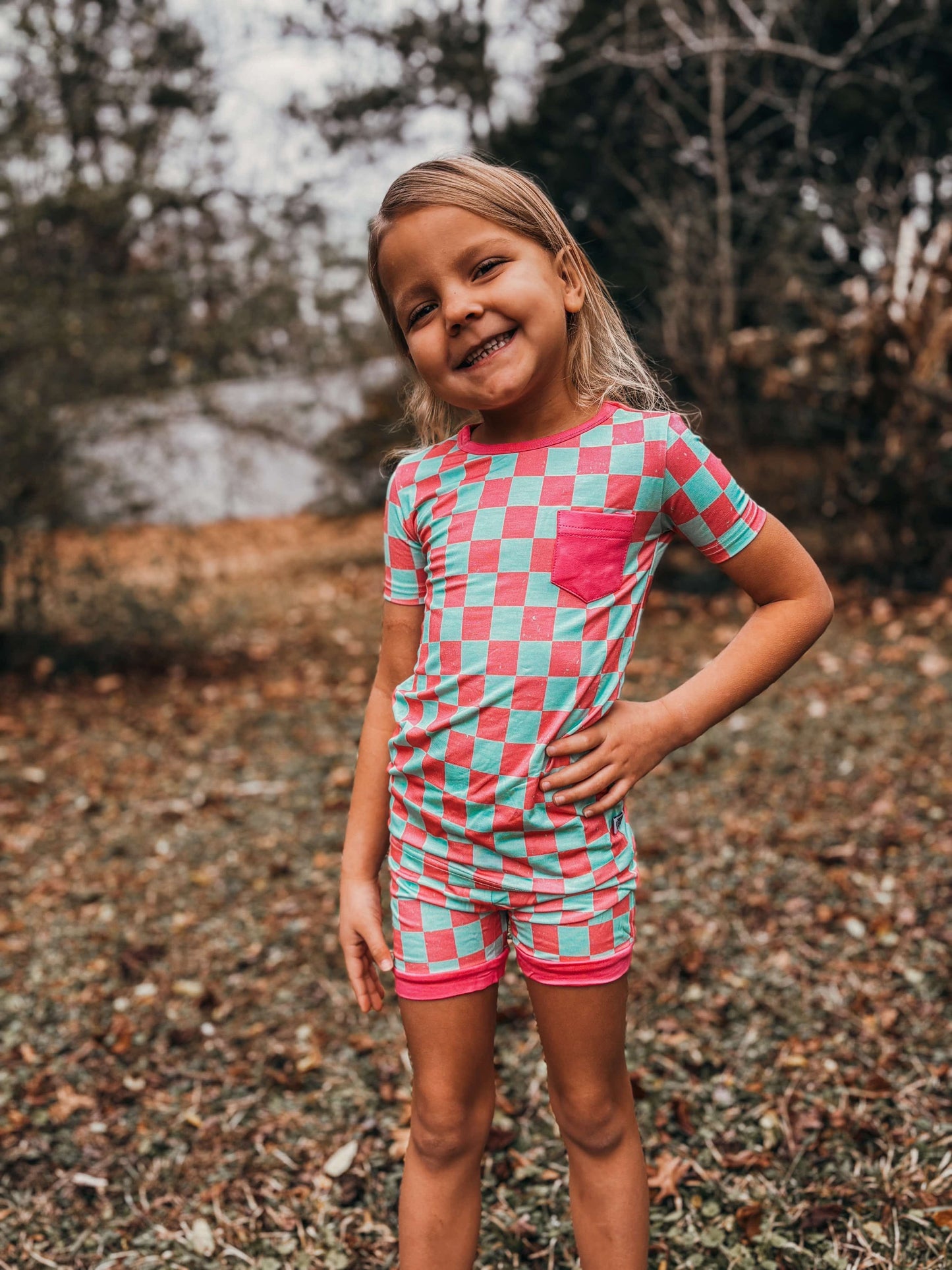 Bubblegum Checks Bamboo Short Set
