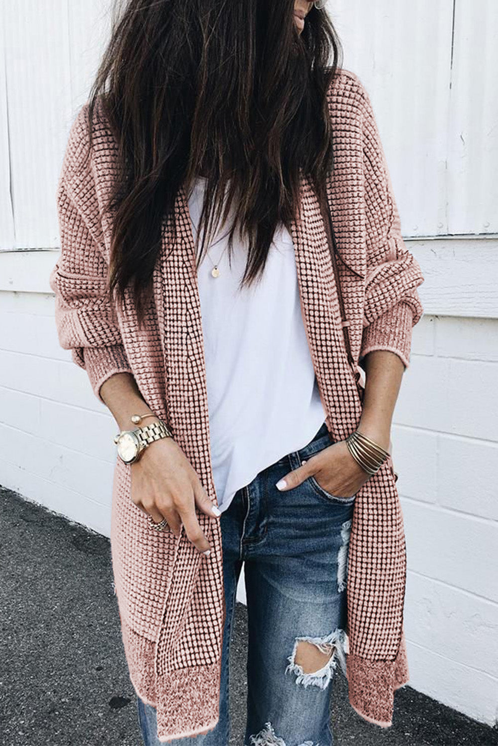 Knitted Open Front Cardigan