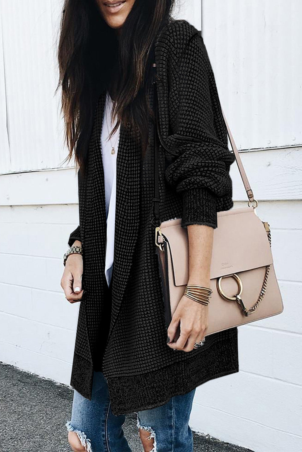 Knitted Open Front Cardigan