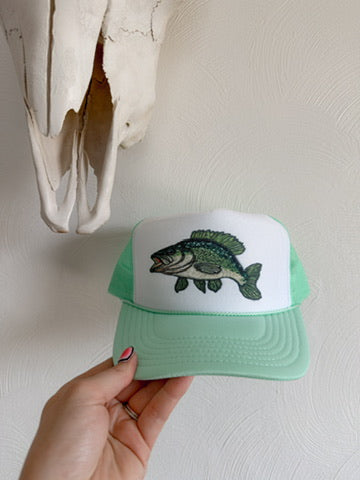 BEDAZZLED FISH CAP: MINT