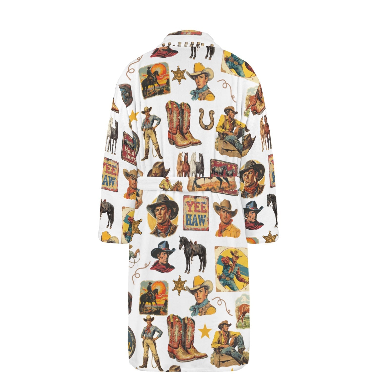 Cowboy Collage Western Men's Bath Robe