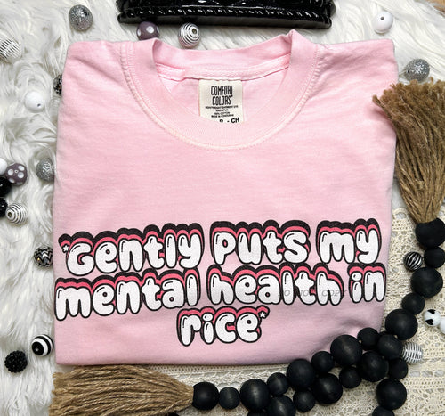 *Gently Puts my Mental Health In Rice* Comfort Colors Tee