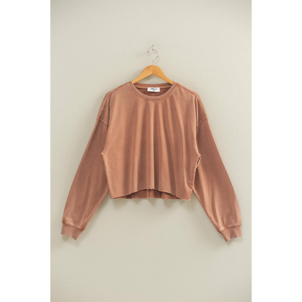 Cropped Crewneck Sweatshirt With Oversized Sleeves