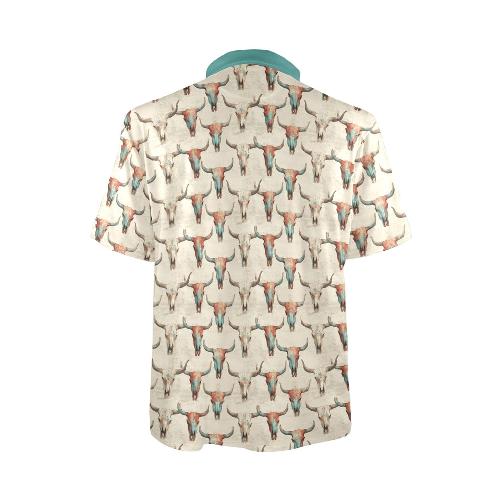 Baha Ranch Colored Skulls Men's Polo Style Shirt