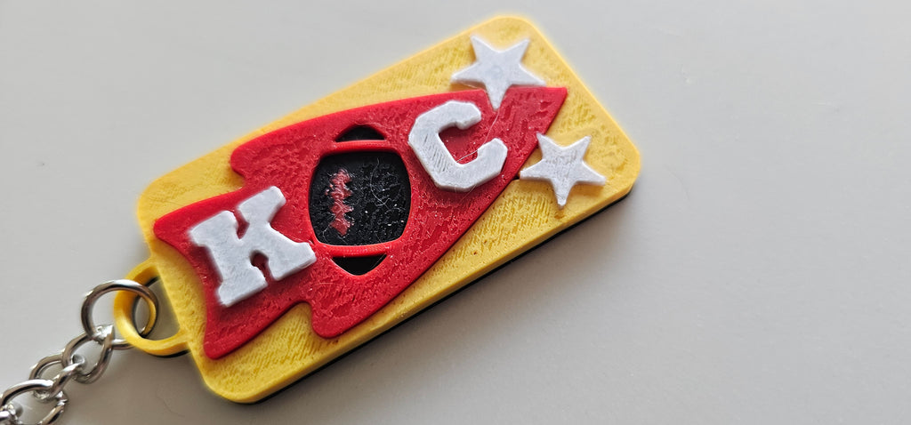 Set of 3 3D Print Chiefs Arrowhead Kc Kansas City Football Keychains Made in America