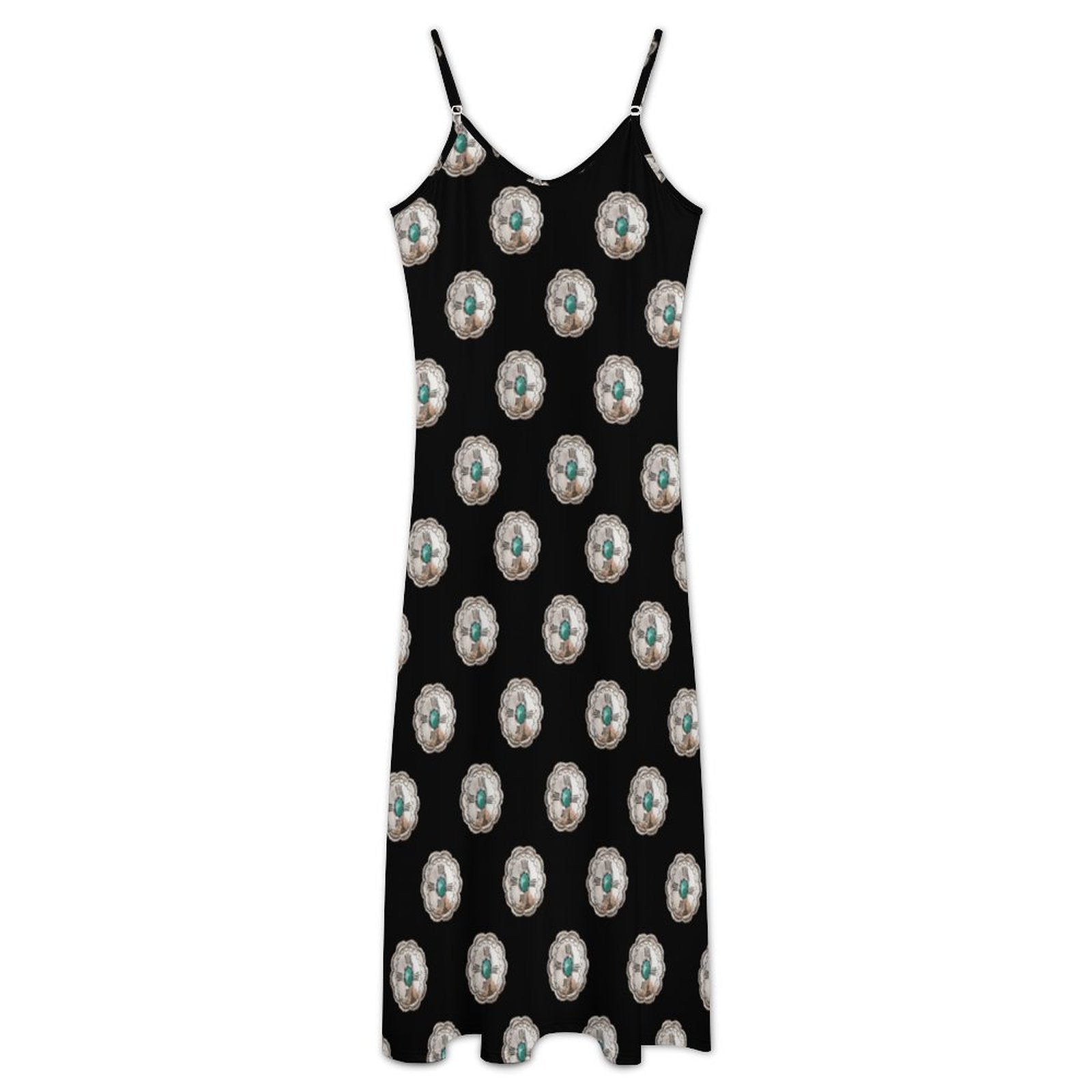 Turquoise Silver Concho Maxi Dress