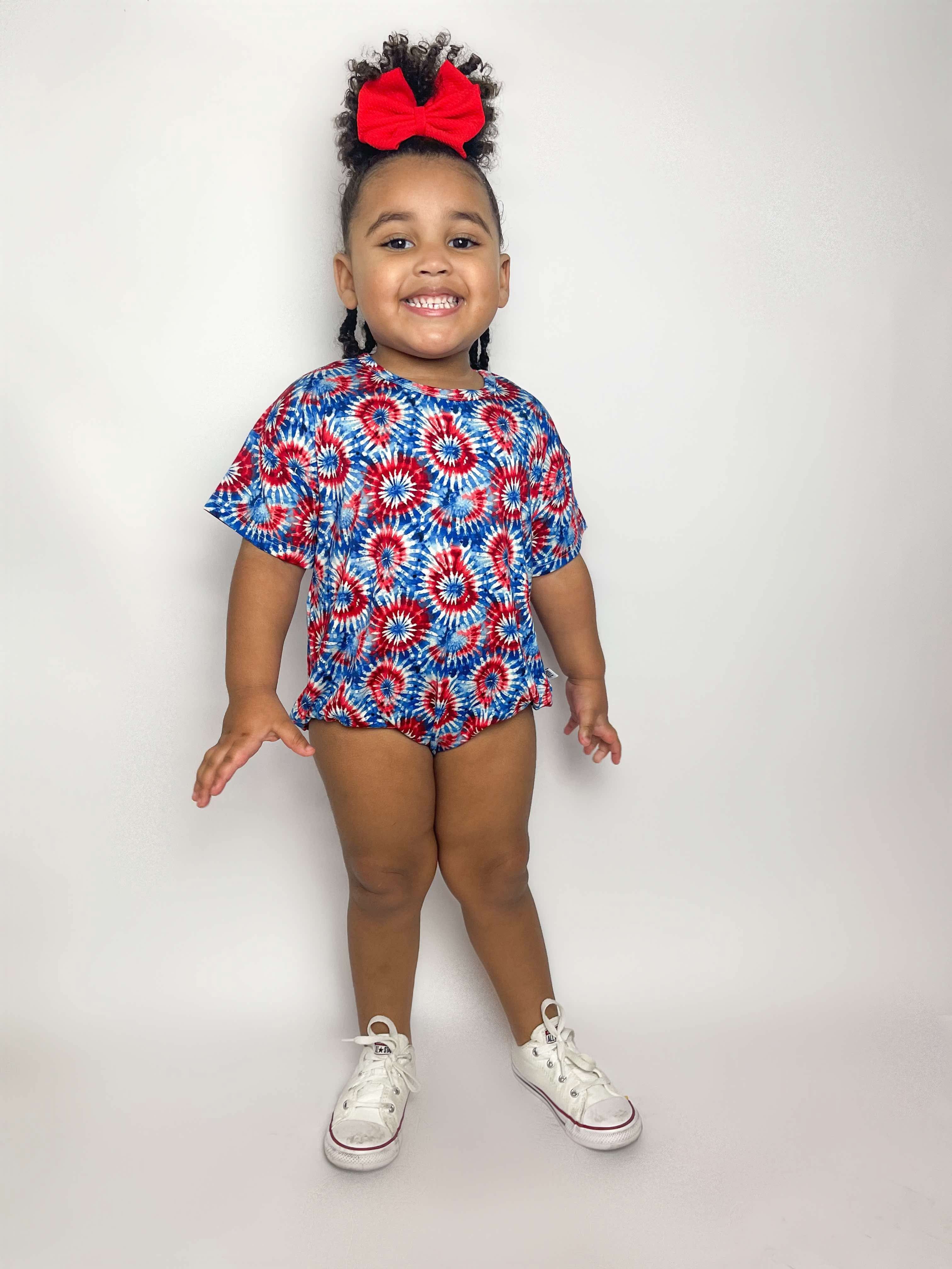 USA Tie Dye Oversized Bamboo Romper