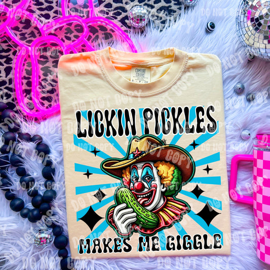 Lickin Pickles makes me Giggle Faux Embroidered Comfort Colors T-shirt