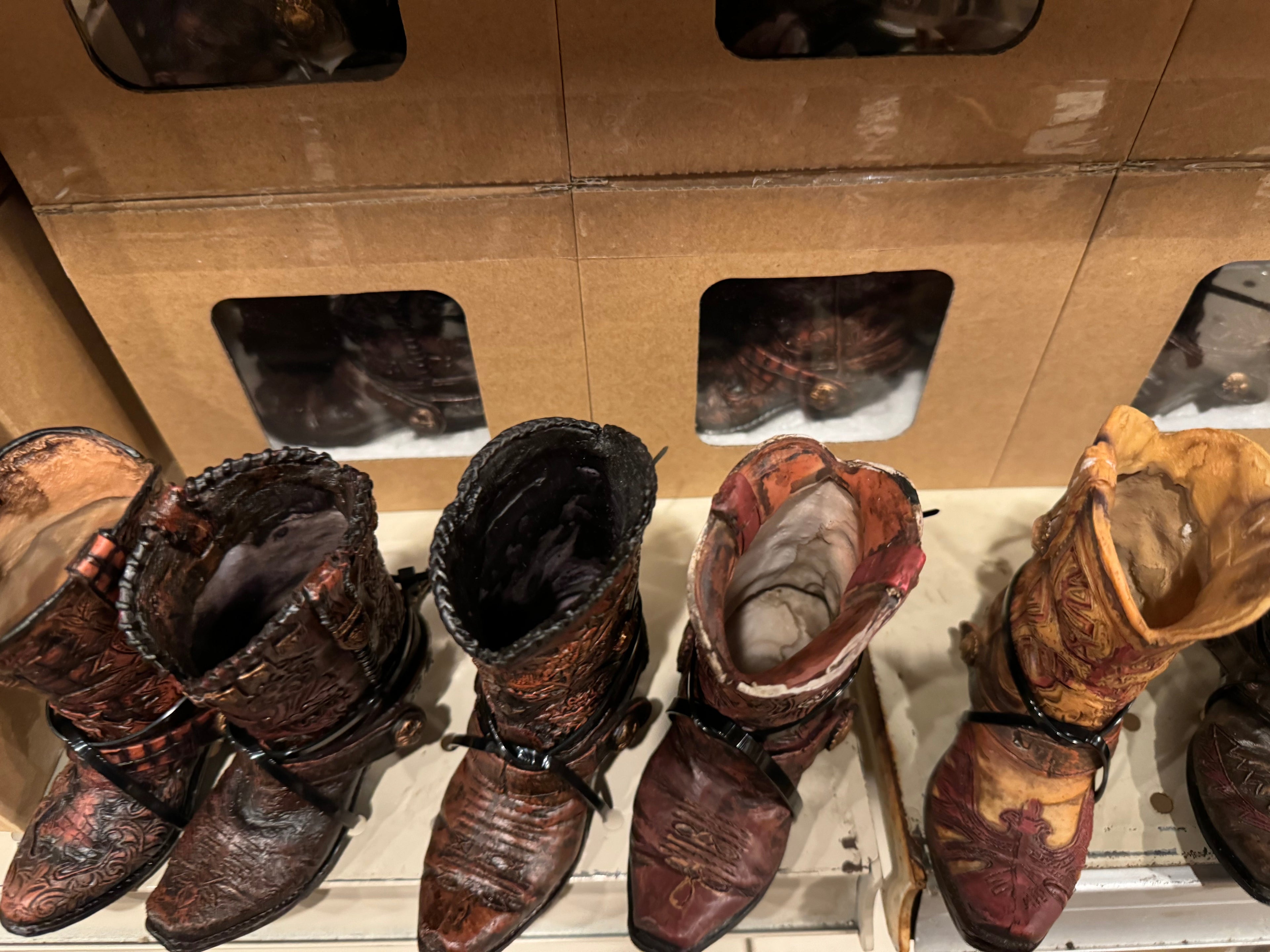 Set of 6 Western Boot Vases