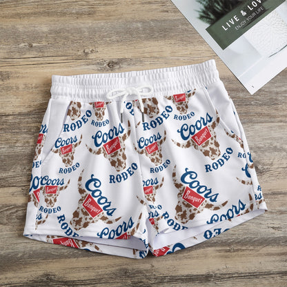 Cow print banquet beer all over print Women's Casual Shorts
