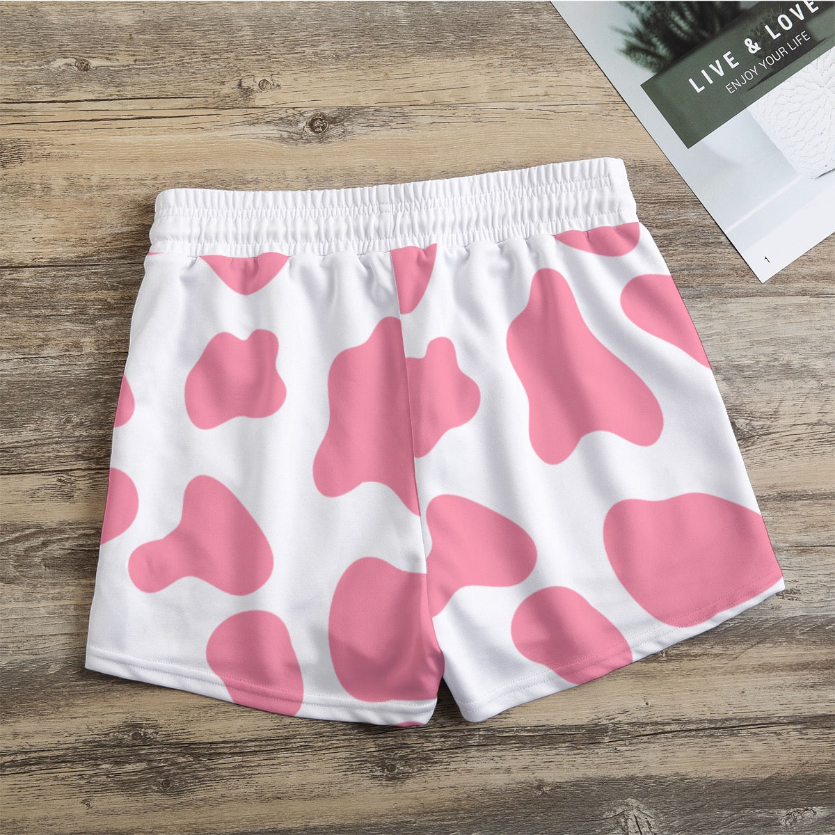 Pink Cow print All-Over Print Women's Casual Shorts