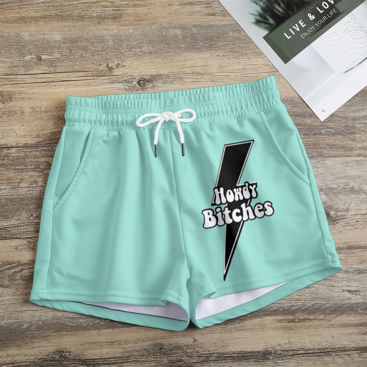 Howdy bitches turquoise Print Women's Casual Shorts
