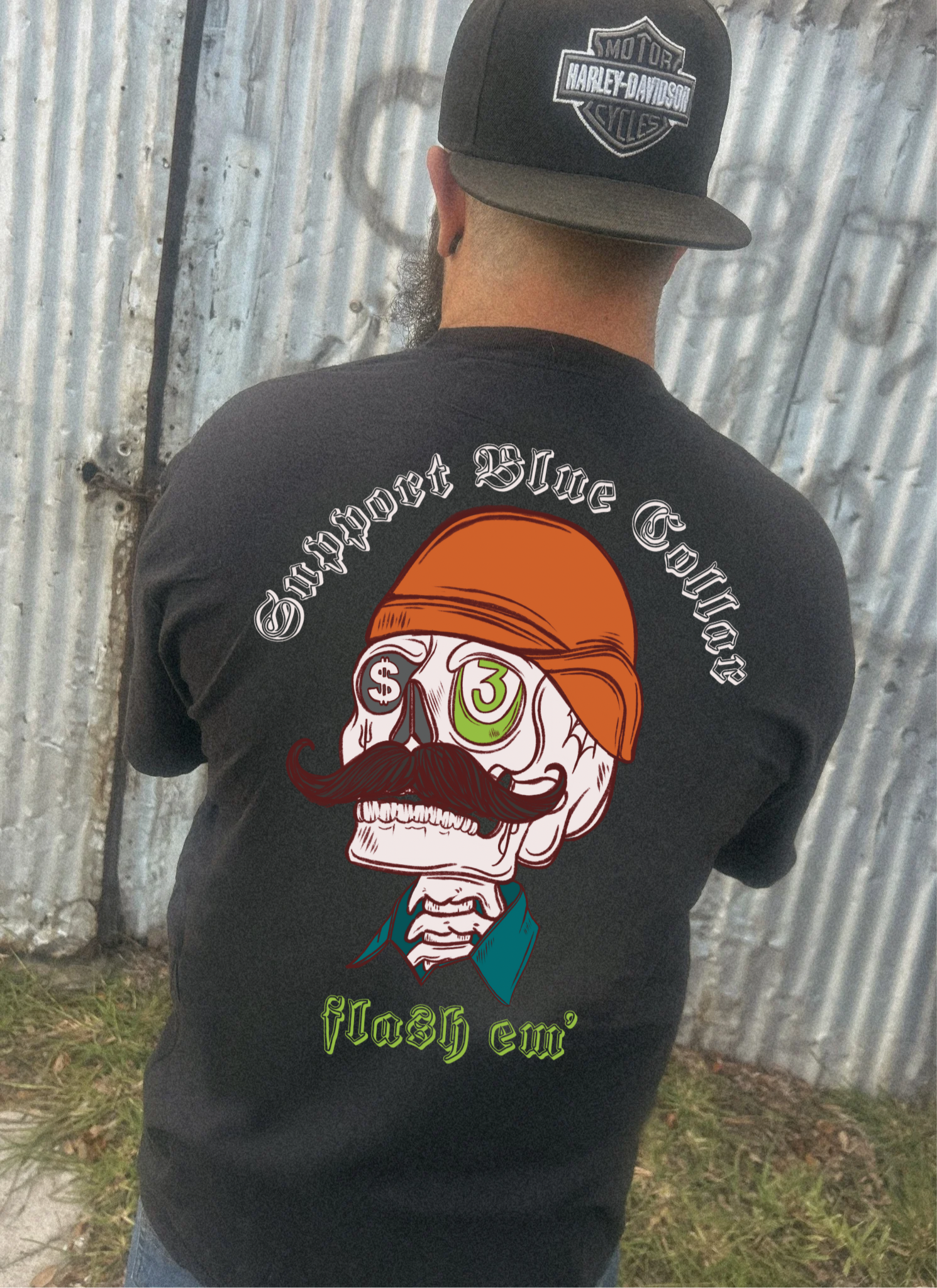 Blue Collar Flash Em tee