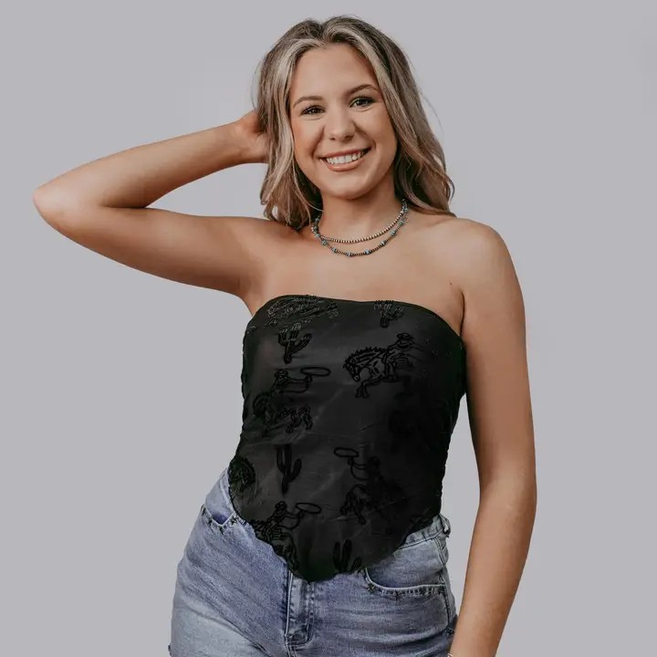 Rodeo Cowboy Mesh Tube Top