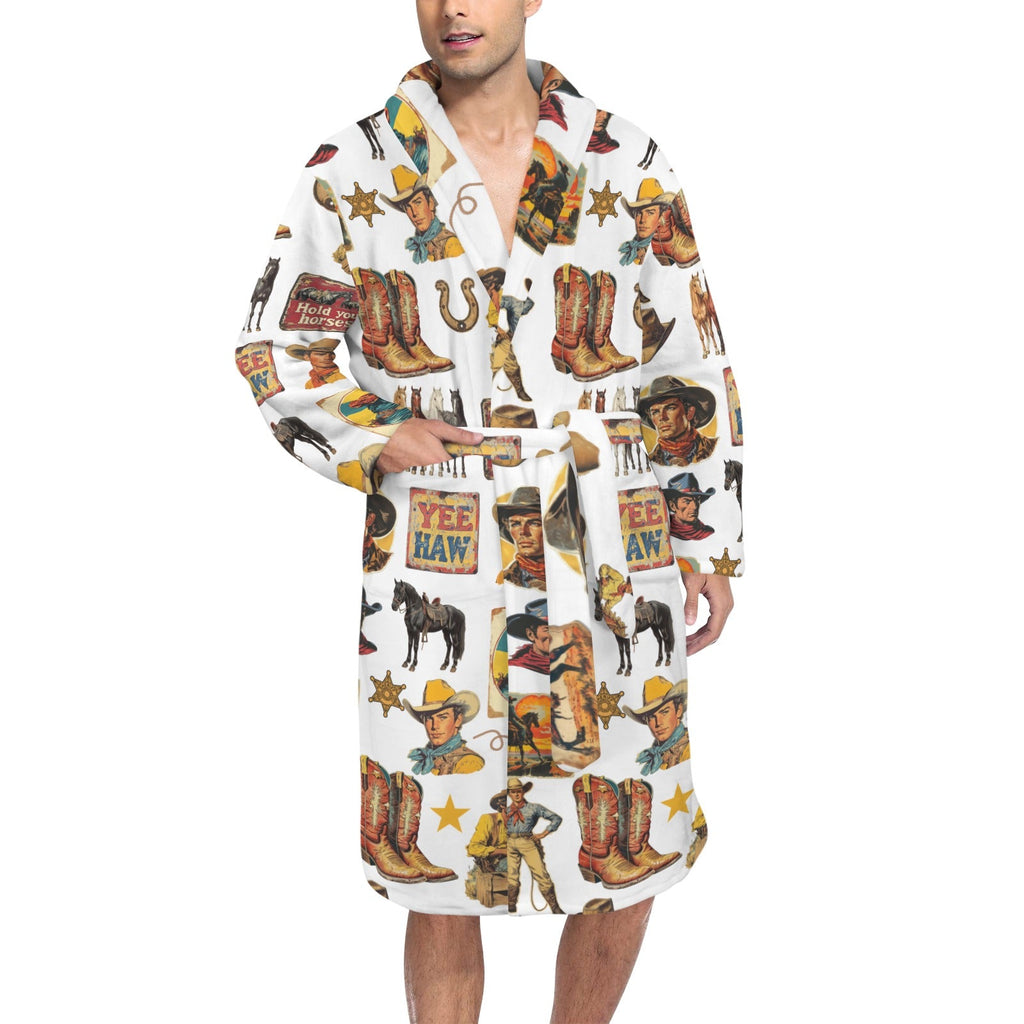 Cowboy Collage Western Men's Bath Robe