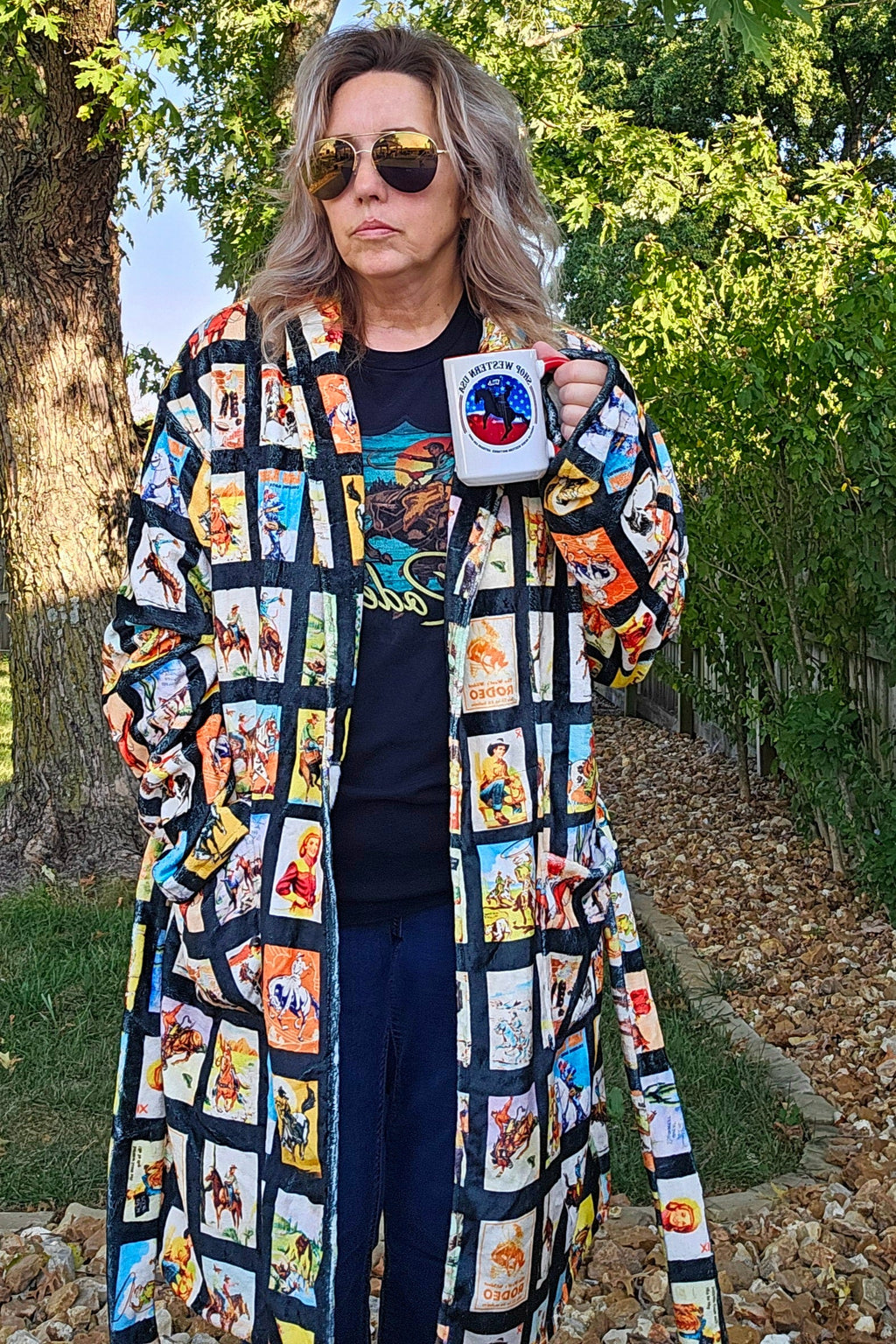 Vintage Cowboy Collage Western Robe