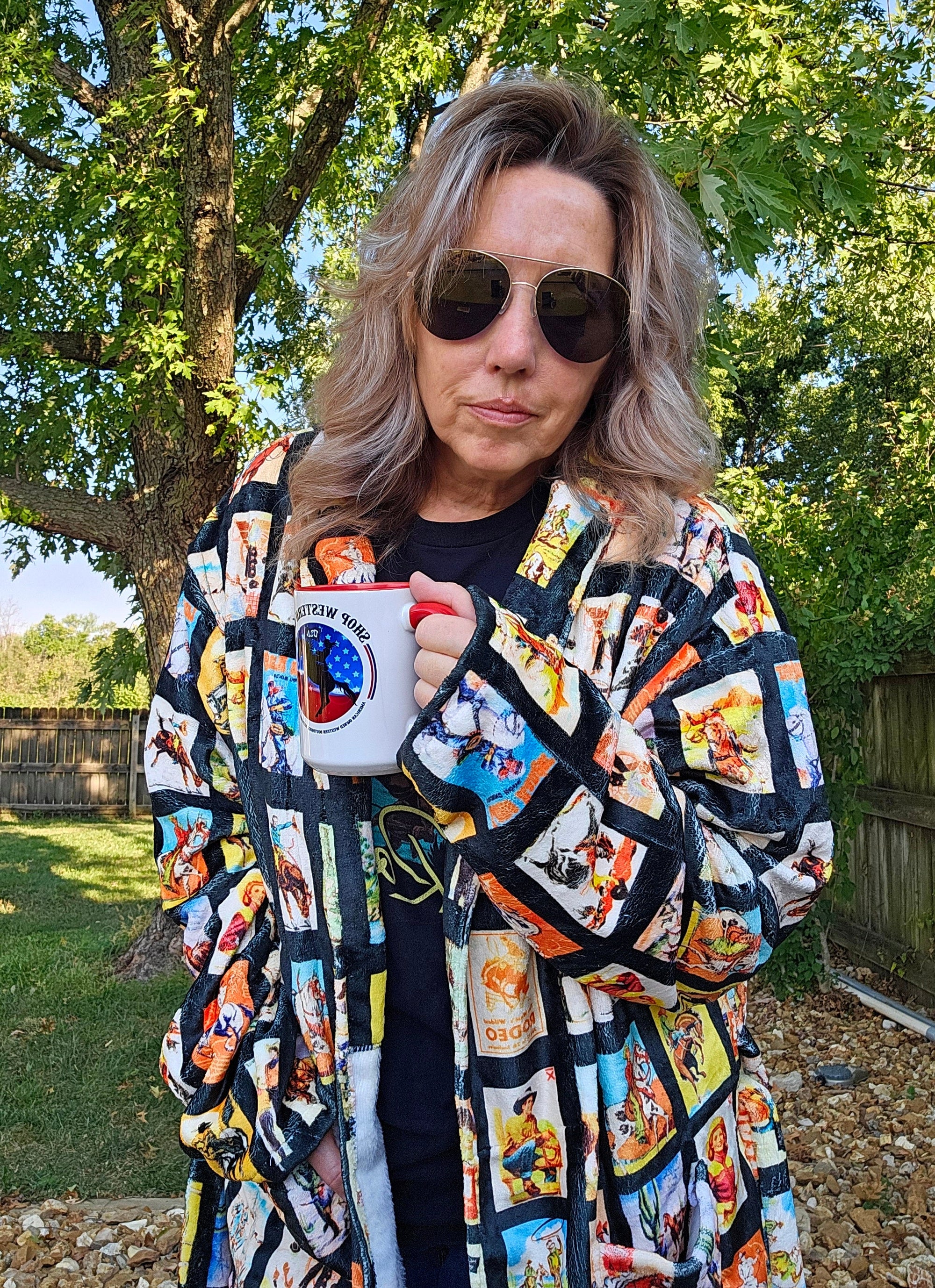 Vintage Cowboy Collage Western Robe