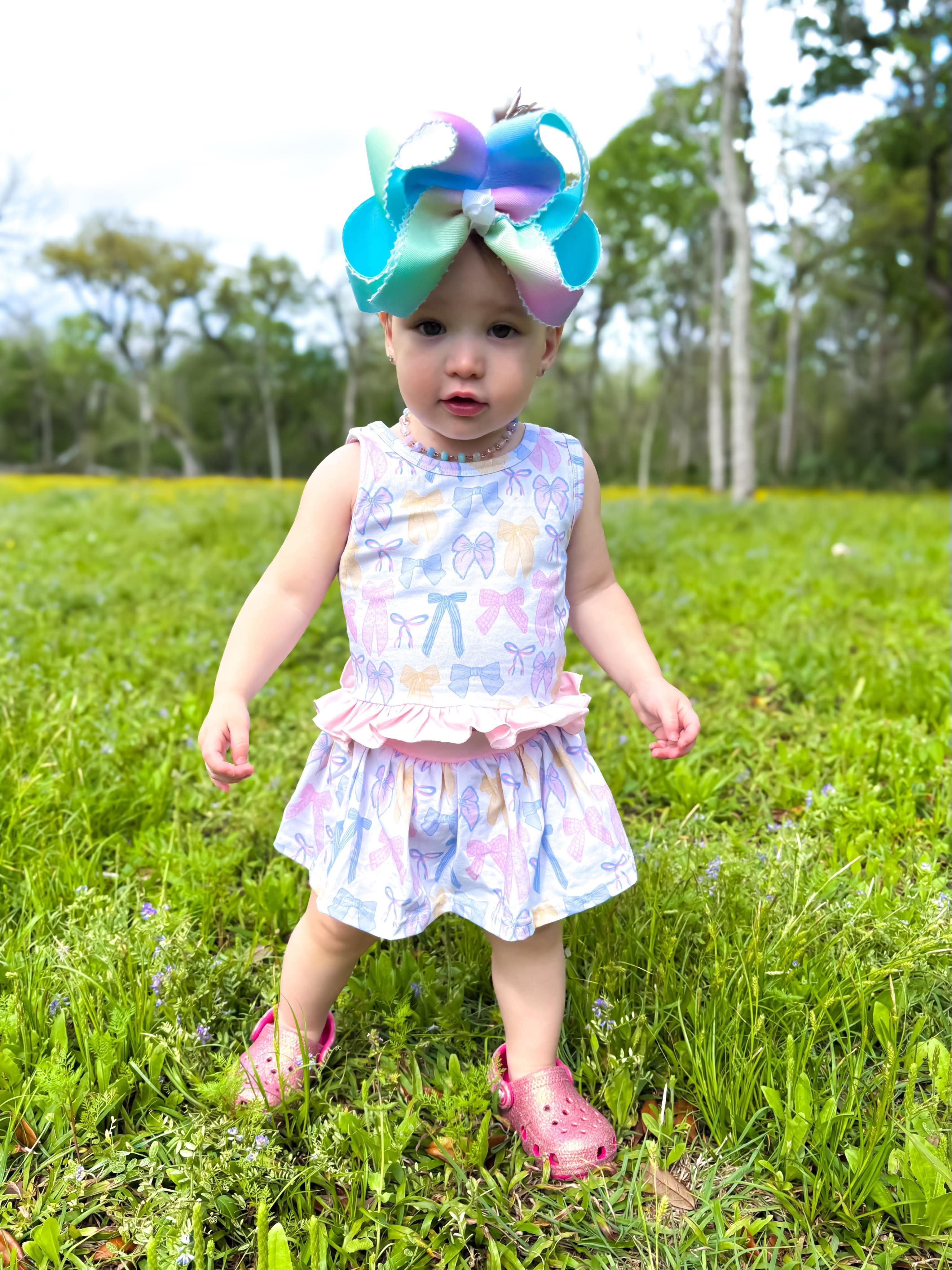 Spring Bows Skirted Ruffle Set