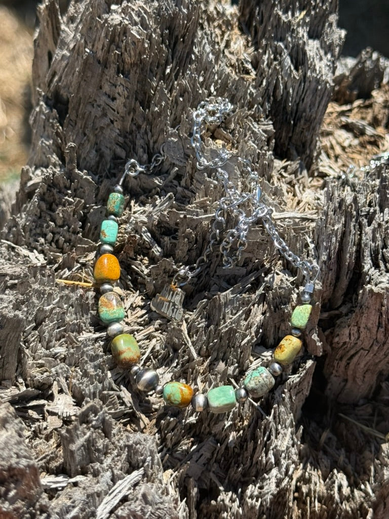 Sterling Silver Sage Canyon Stone Beaded Chain Necklace