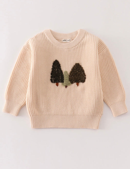Youth size 10 Oversized Embroidered Christmas Tree Sweater (FINAL SALE)