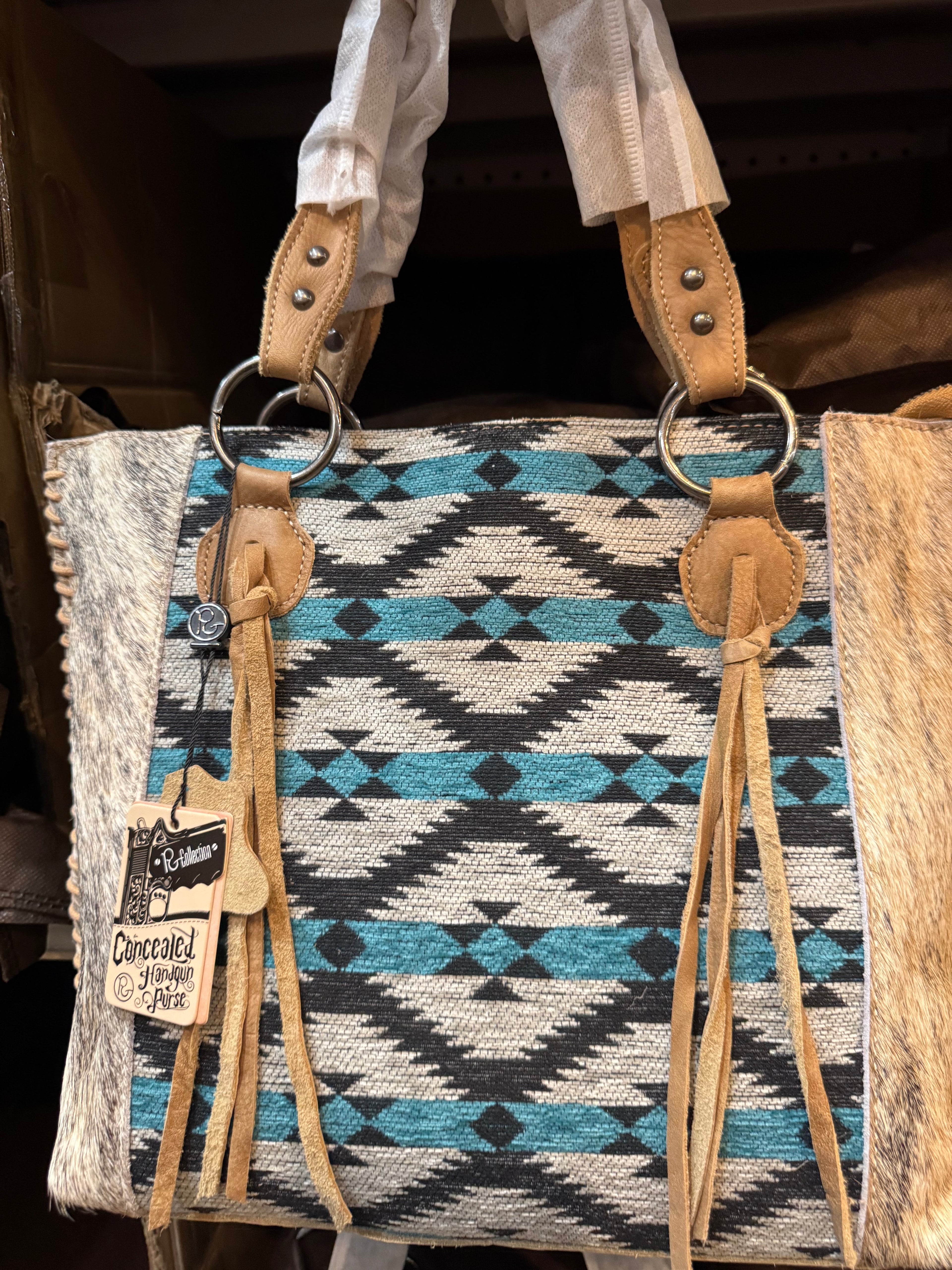 BA2839 Blue Aztec Cowhide Handbag