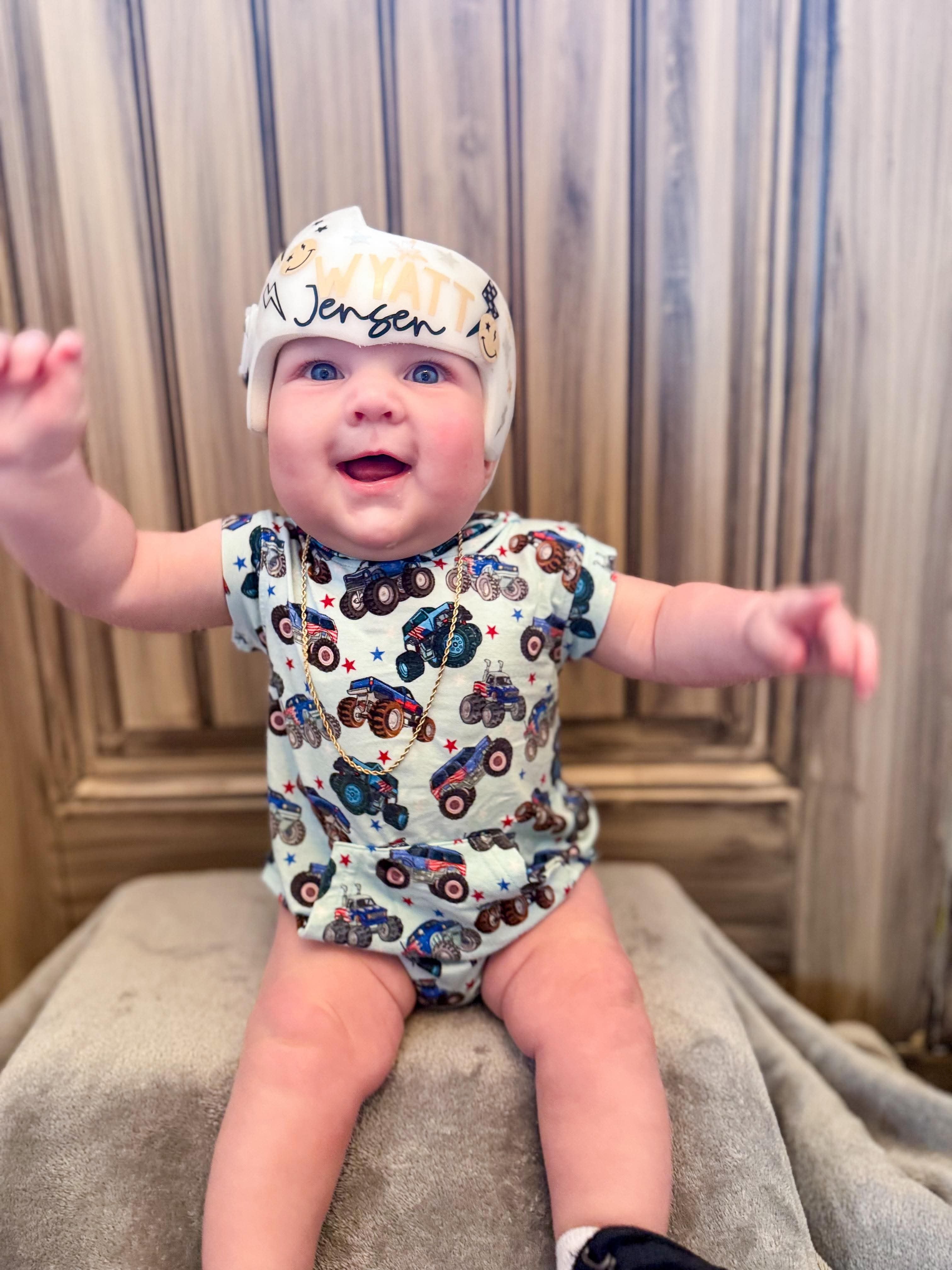 Red, White & Vrooooom Hooded Bamboo Romper