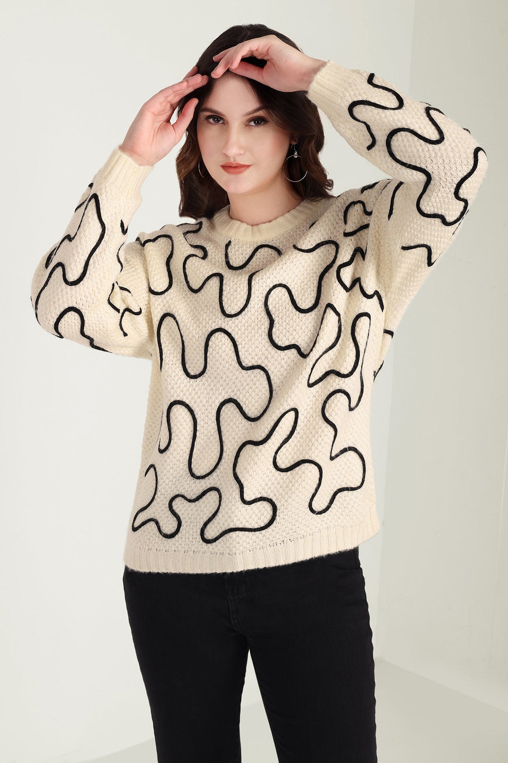 Twist of West Knitted Sweater in Canyon White
