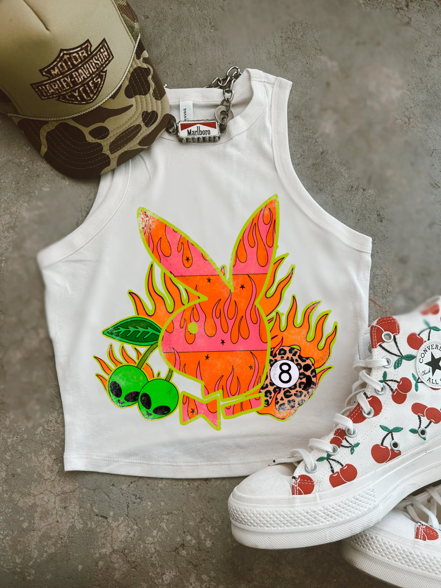 Neon PB Ribbed Racer Tank