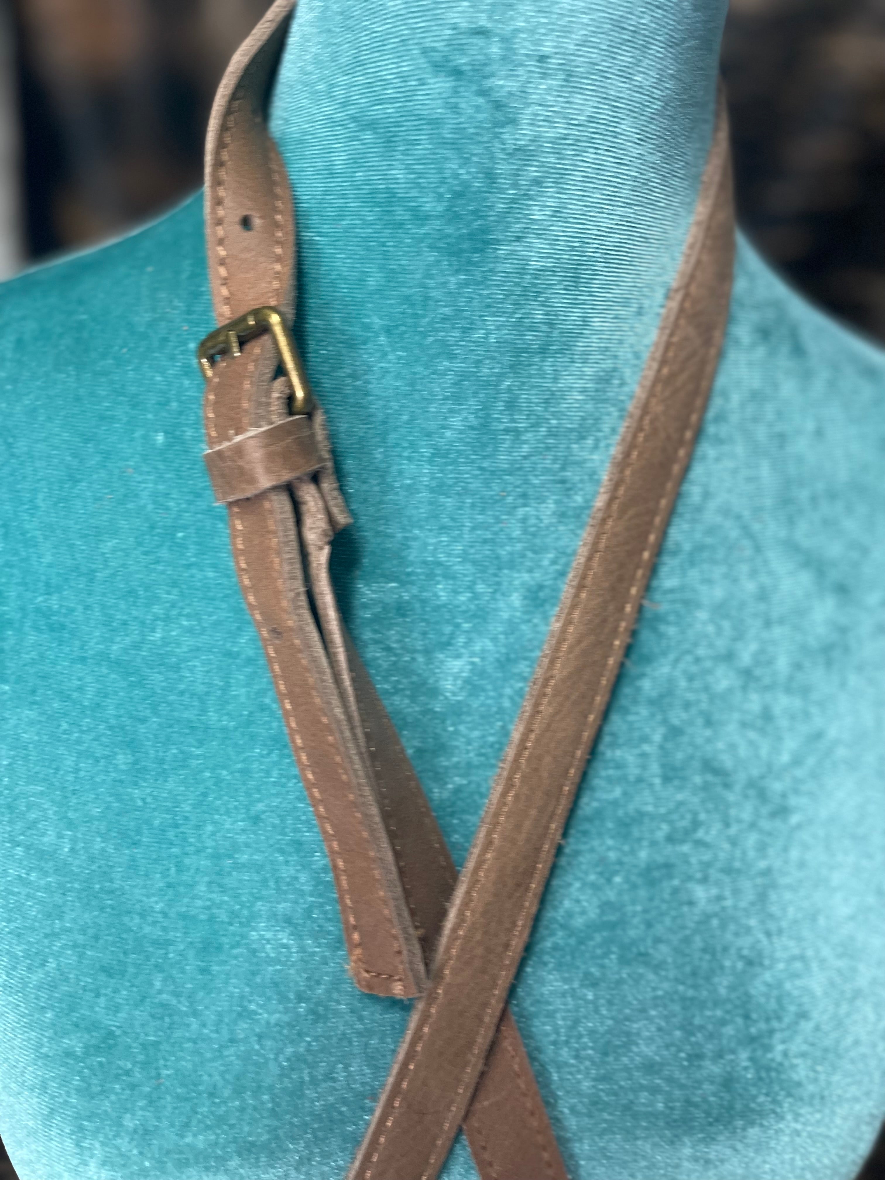Turquoise Stone Cowhide Tooled Crossbody Purse