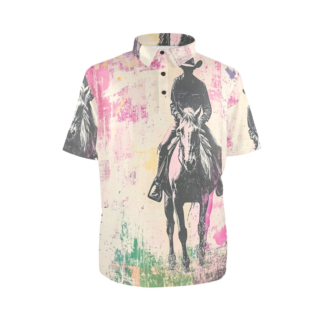 Baha Ranch Retro Pop Western Trail Ride Polo Shirt