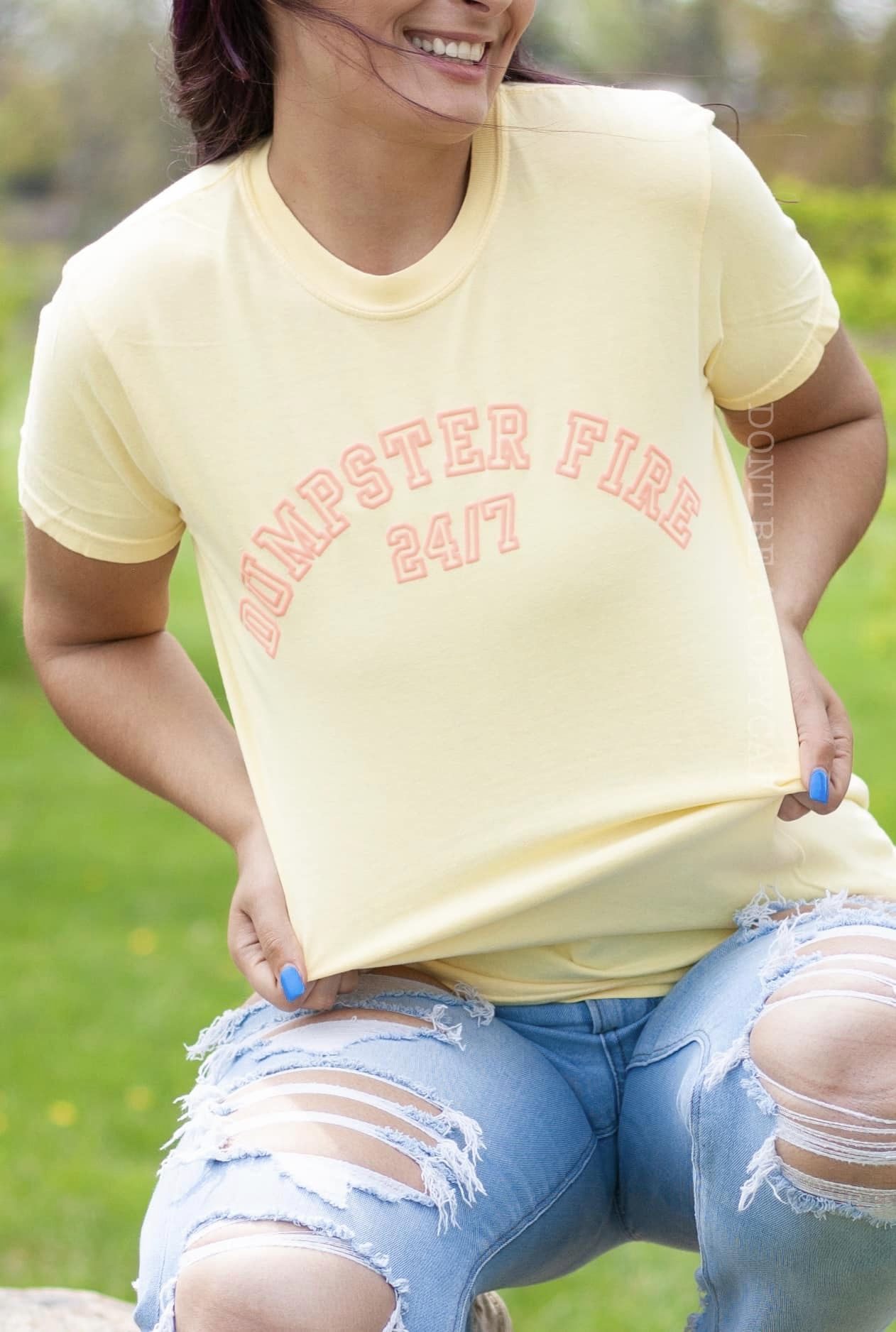 Dumpster Fire 24/7 *PUFF INK* Comfort Colors Tee