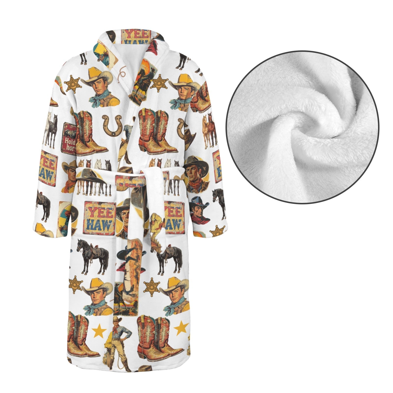 Cowboy Collage Western Men's Bath Robe