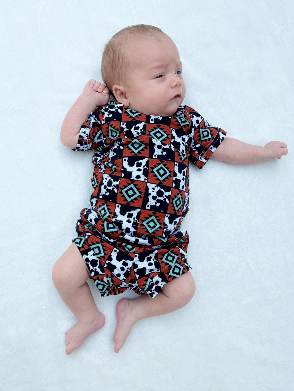 Cow & Aztec Checkered Short Set