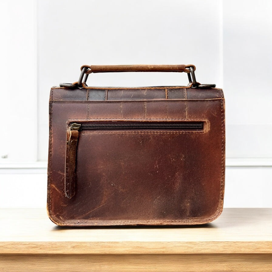 Mini vintage cowhide crossbody bag