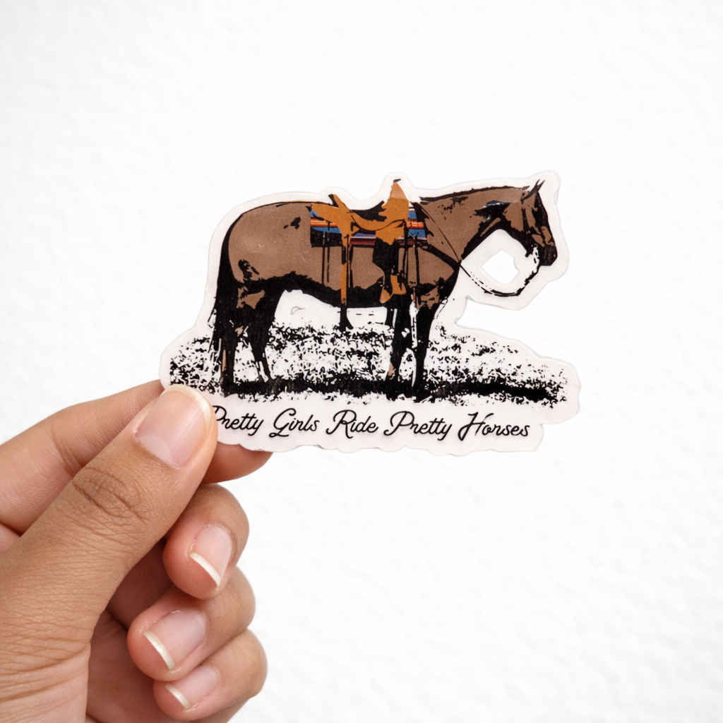 Pretty Girls Ride Pretty Horses Sticker – Waterproof Die Cut Vinyl Western Decal (Approx. 3”)