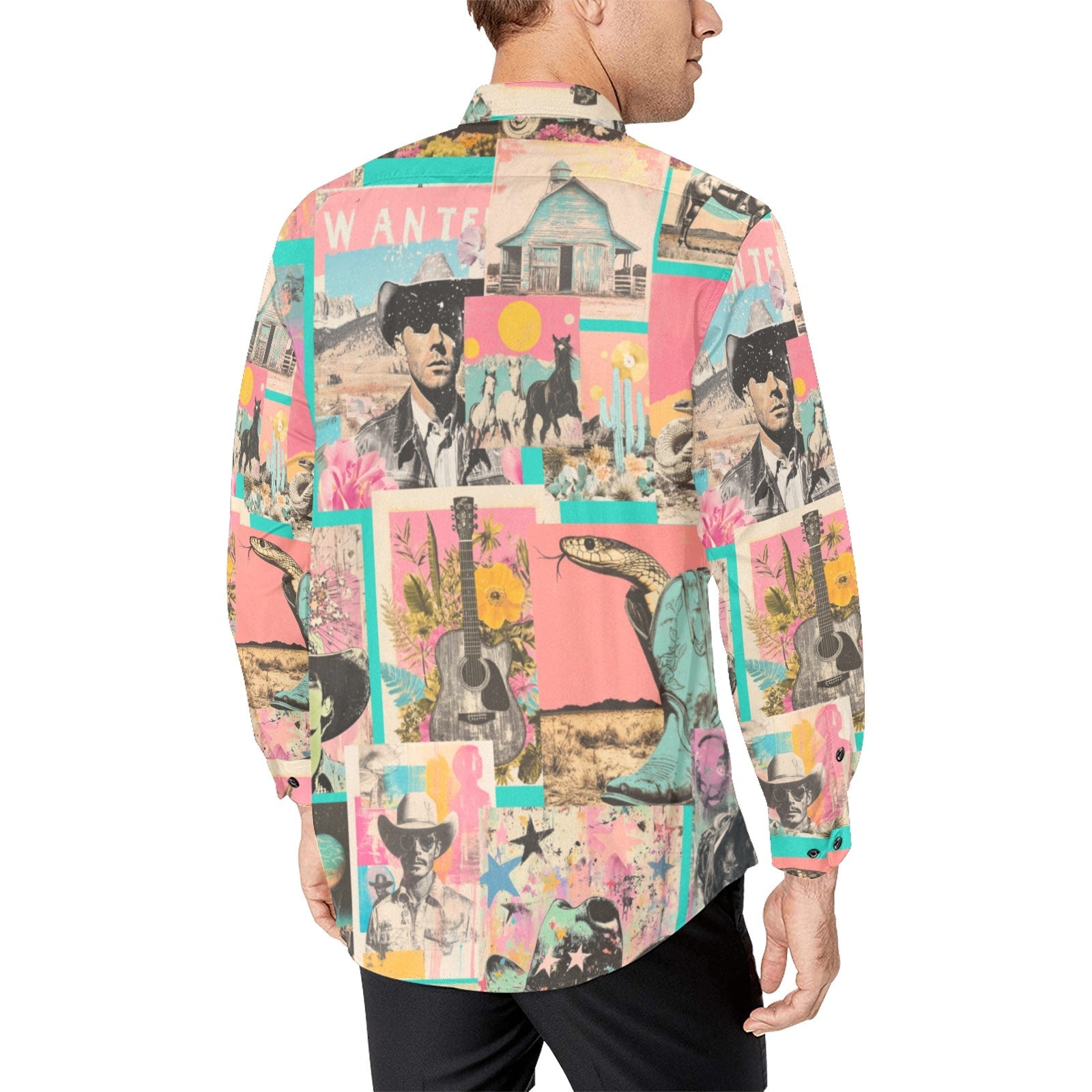 Baha Ranch Pop Western Collage Unisex Button Up Shirt