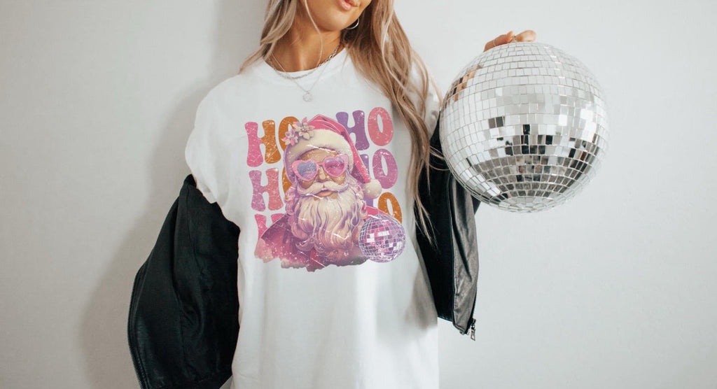 Pink Disco Heart Glasses Santa