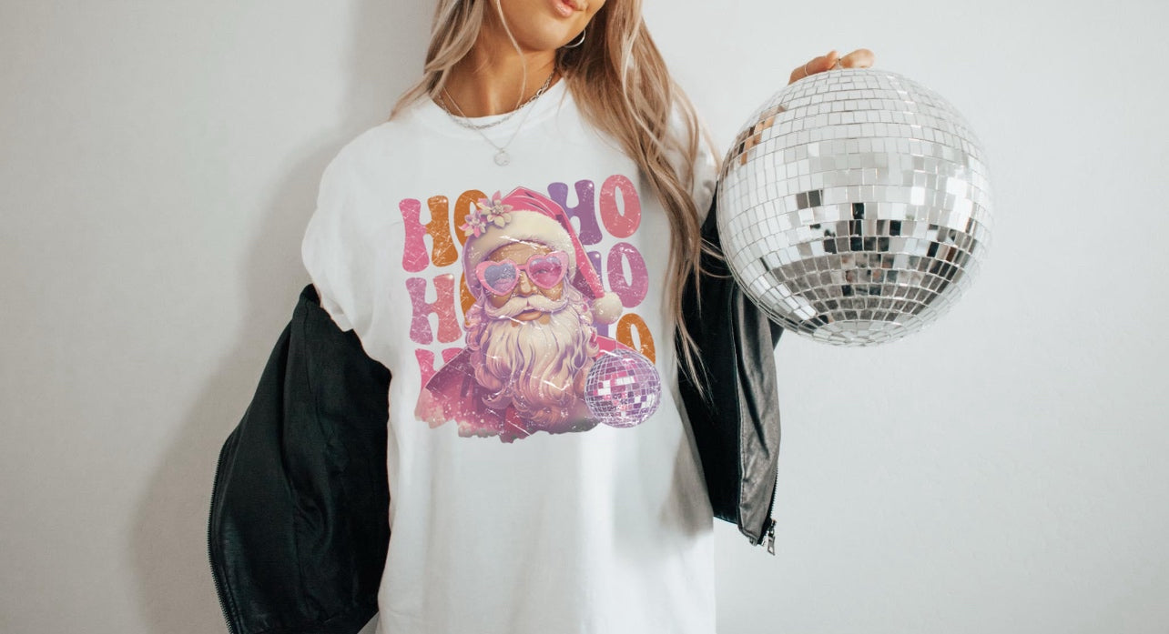 Pink Disco Heart Glasses Santa