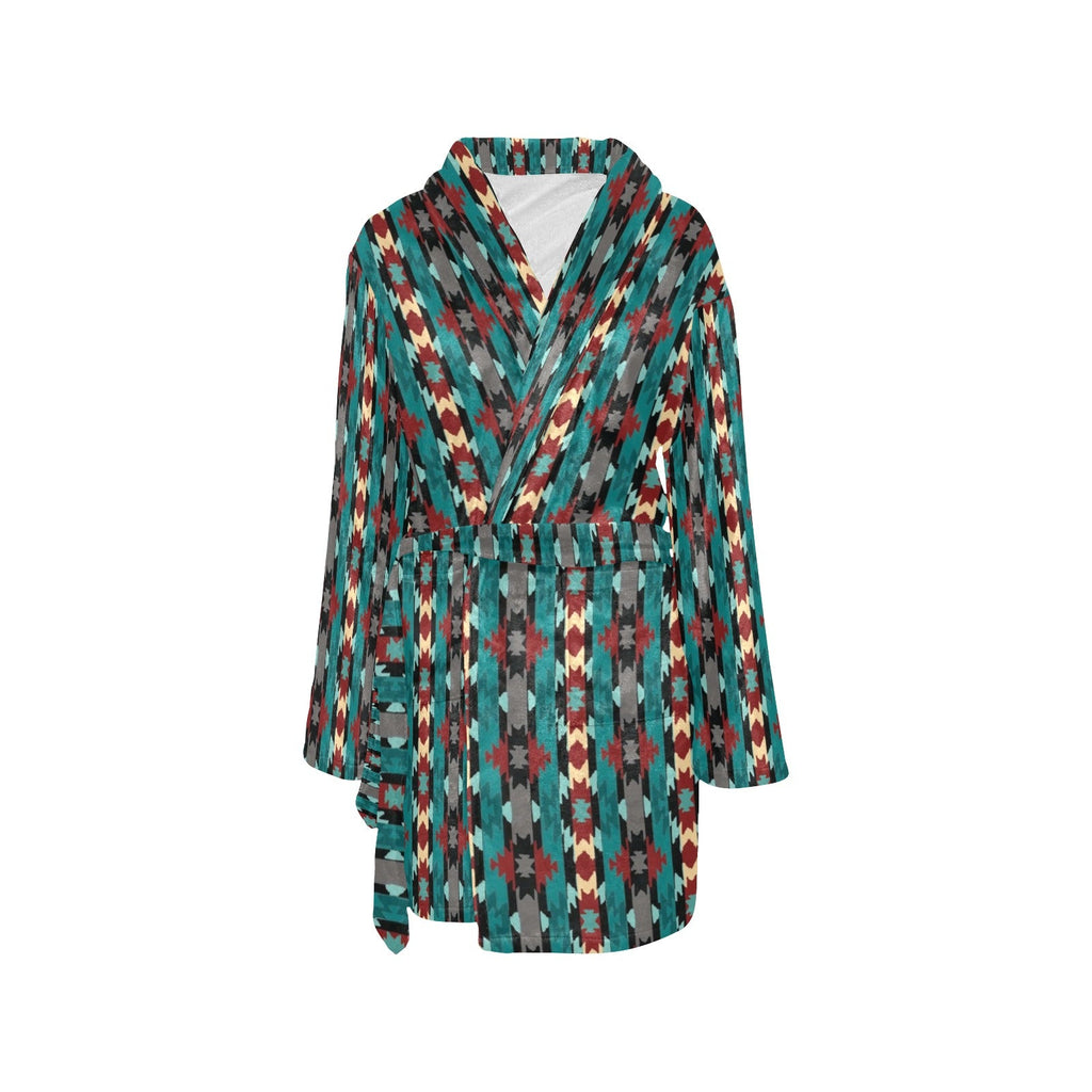 Teal Aztec Women's Western Robe