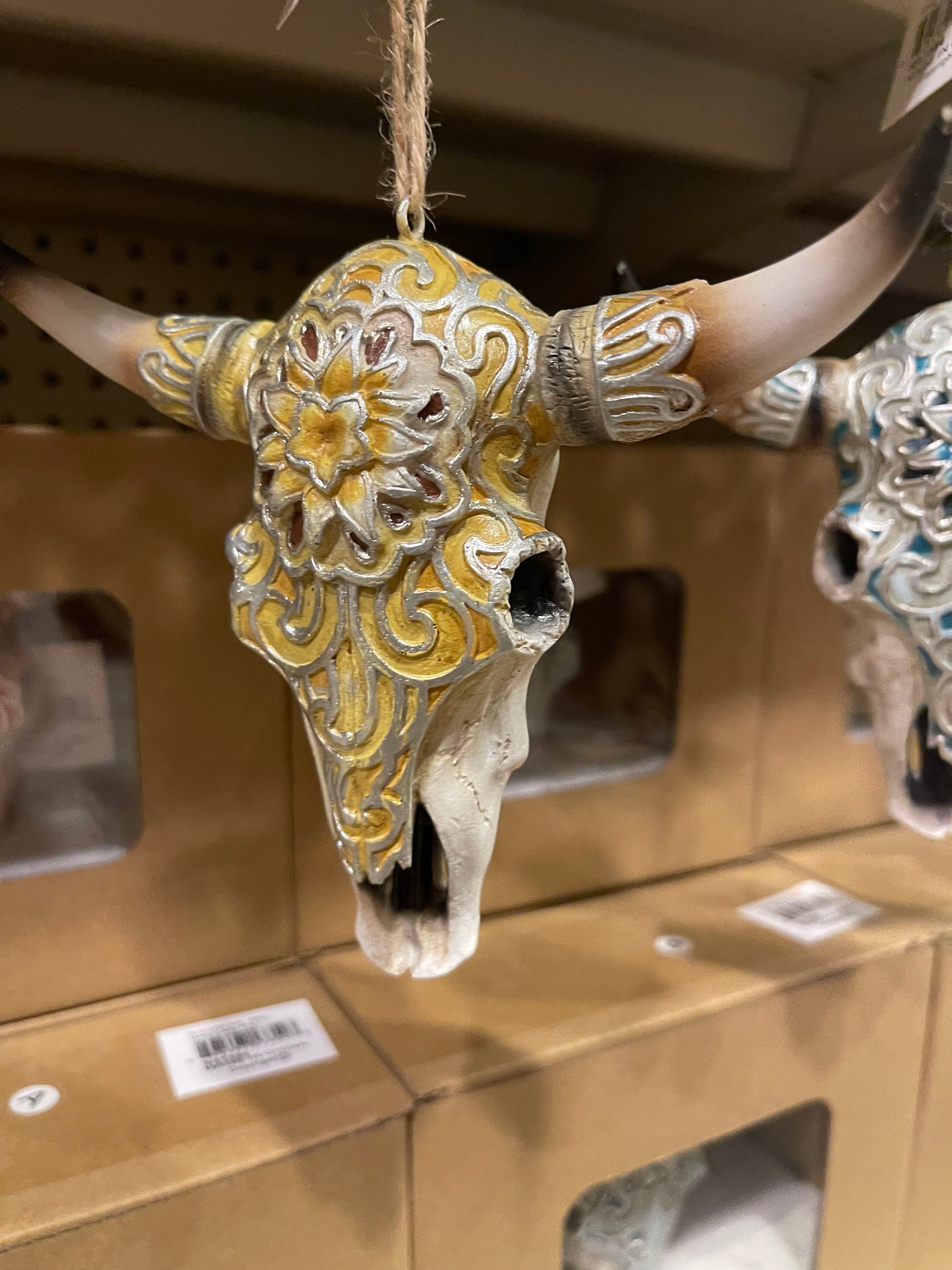 Set of 3 Cowskull Ornament RearView Hangers