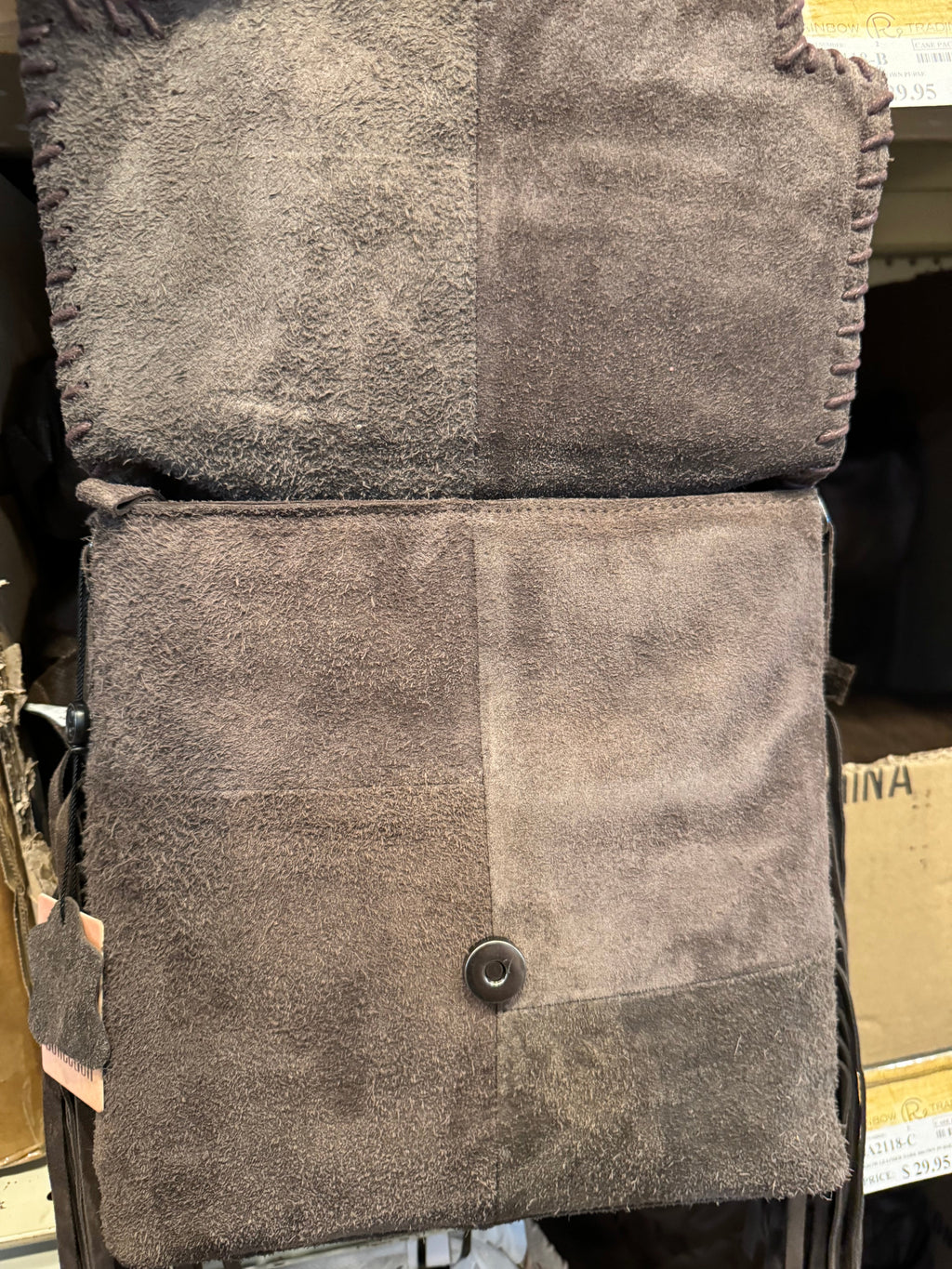 Suede Leather Fringe Arrow Crossbody Purse