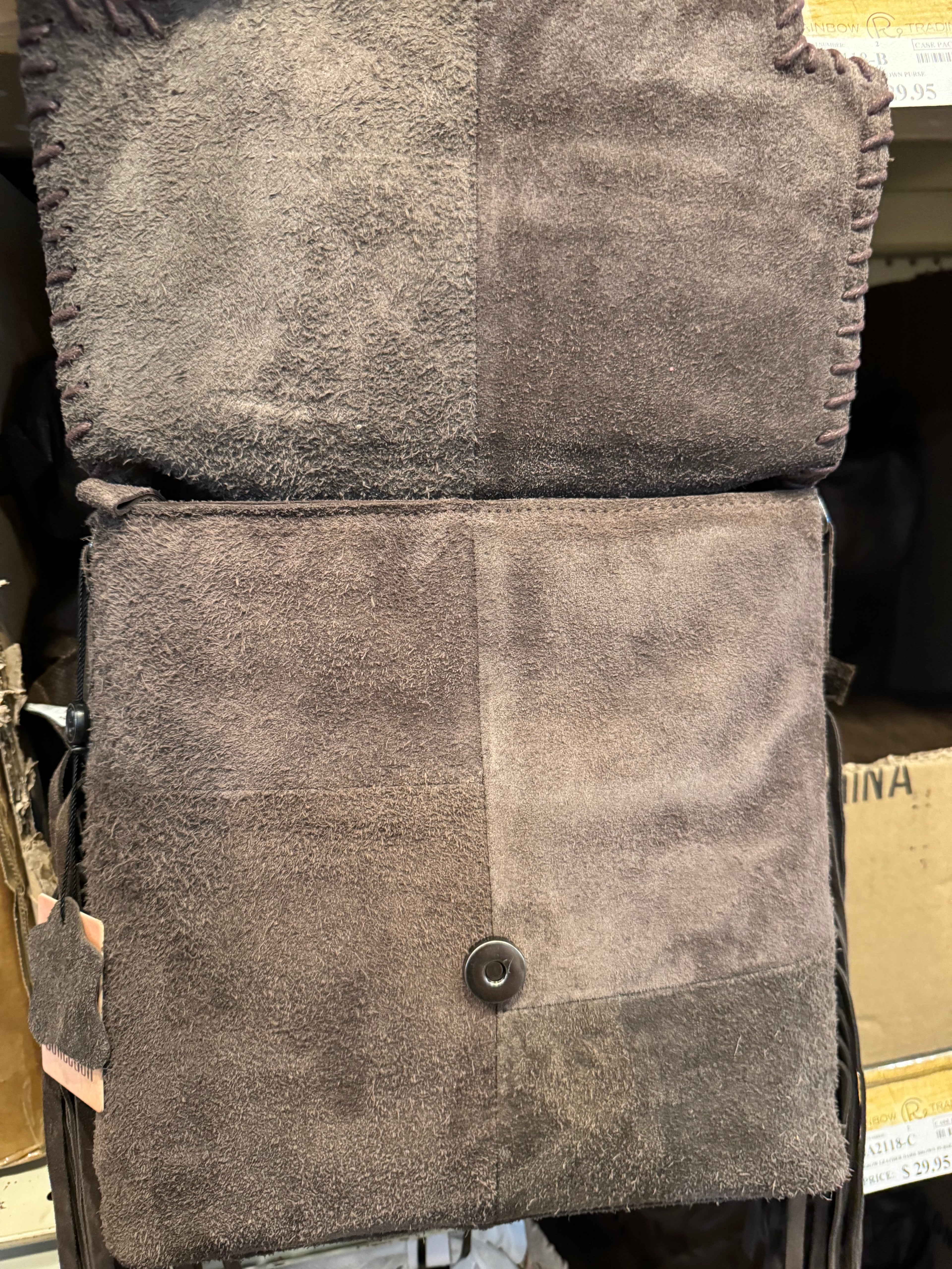 Suede Leather Fringe Arrow Crossbody Purse