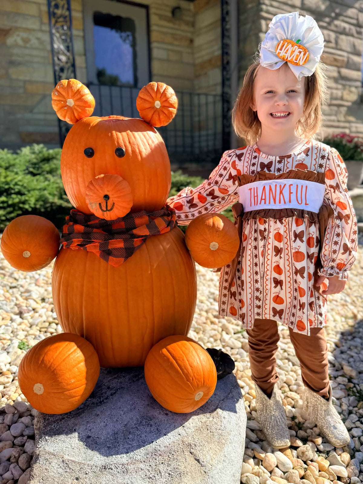 Thankful pumpkin bow - Girl set