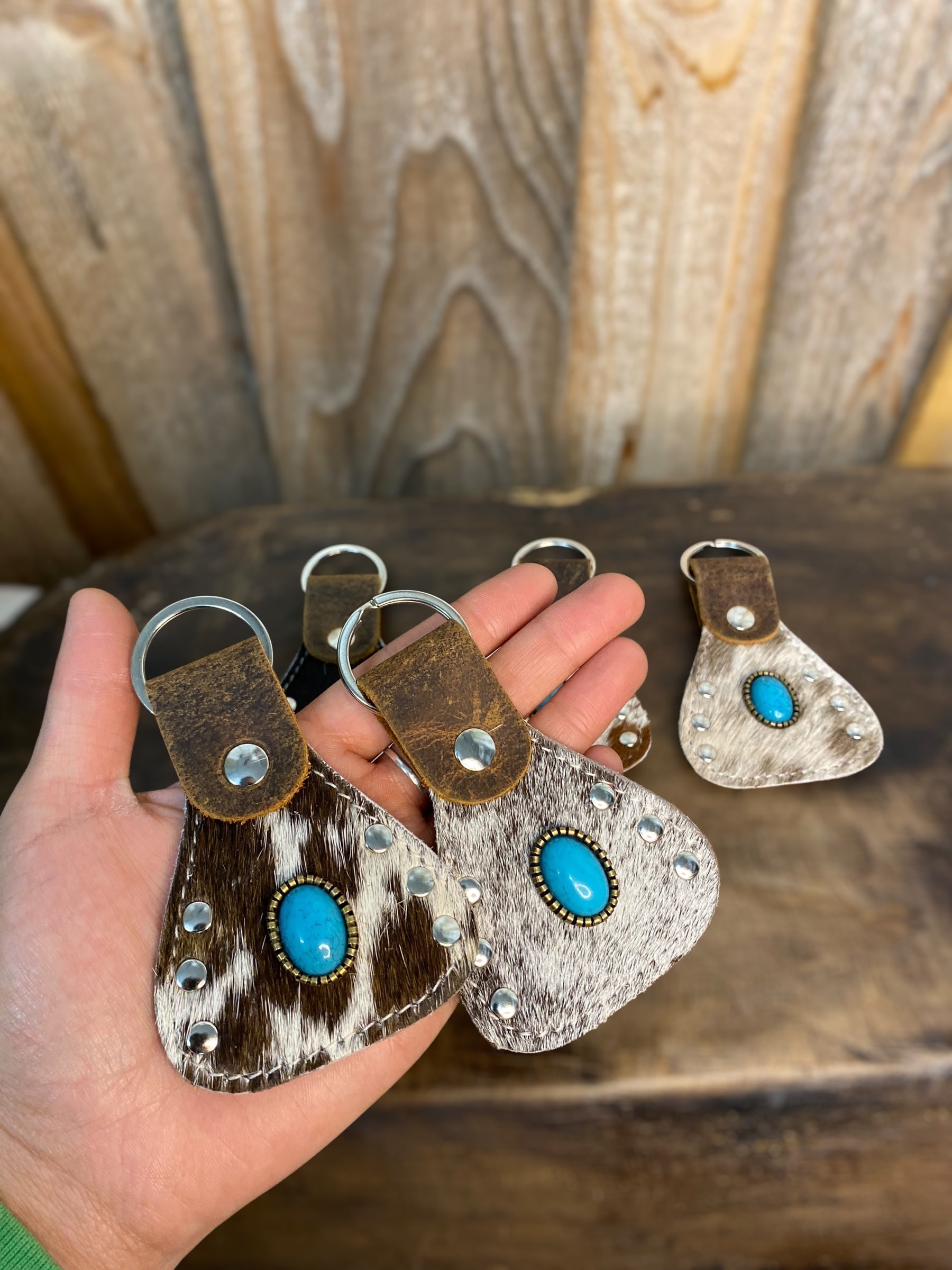 Stone Cowhide Keychain